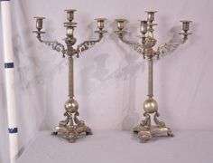 Pair of Mappin Brothers large ornate silverplate candelabras; 971-283
