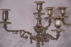 Pair of Mappin Brothers large ornate silverplate candelabras; 971-283