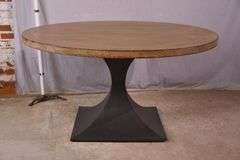 Nest Home round distressed top dining table with black metal base; 579-717