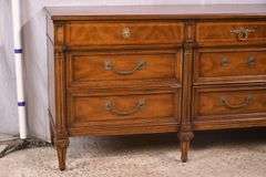 Henredon inlaid walnut 9 drawer triple dresser; 68-6865B