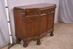 Carved walnut server with 3 drawers and 2 doors; 74-12809C