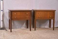 Pair of walnut mid-century style single drawer side tables; 68-6814C