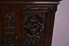 Lightolier carved oak gothic style radio cabinet; 68-6907