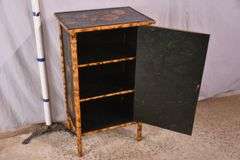 Decorated bamboo single door cabinet; 74-12797