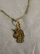 R&B 10kt gold necklace with unicorn head pendant; 13227-020
