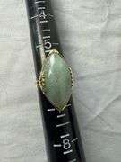 14kt gold ring with marquis jade stone; 13227-016