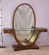 Bogart mahogany vanity with oval beveled mirror; 68-6946
