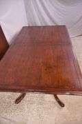 Distressed trestle base dining table with 2 leaves; 68-6842