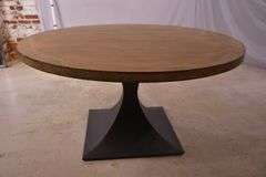 Nest Home round distressed top dining table with black metal base; 579-717