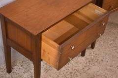 Pair of walnut mid-century style single drawer side tables; 68-6814C
