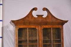 Inlaid burl walnut 2 part slant front secretary; 68-6921