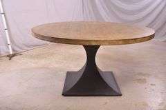 Nest Home round distressed top dining table with black metal base; 579-717