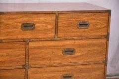 Bernhardt oak campaign style 7 drawer dresser; 68-6816B