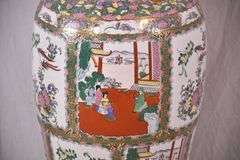 Large Oriental style ceramic floor vase with wooden stand; 68-6947