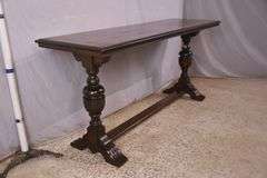 Thompson Mfg. Co. trestle base library/console table; 68-6905