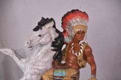 Ceramic Native American on horse statue; 17216-151
