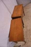 Pair of walnut mid-century style single drawer side tables; 68-6814C
