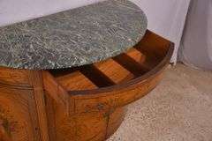 Butler Furniture decorated satinwood demilune server with marble top; 68-6581