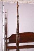 Carved mahogany king size 4 poster rice bed with rails; 68-6929