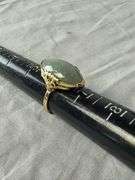 14kt gold ring with marquis jade stone; 13227-016