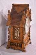 Winterhalder & Hofmeier Victorian era clock with carved oak case; 1086-017