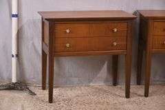 Pair of walnut mid-century style single drawer side tables; 68-6814C