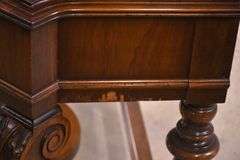 Carved walnut serpentine front 3 drawer sideboard; 74-12809A
