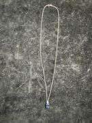14kt white gold sapphire and diamond drop-pendant with Gorham sterling silver chain; 13227-007