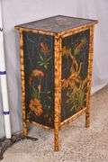 Decorated bamboo single door cabinet; 74-12797