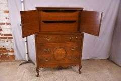 Inlaid walnut French style chest on chest with fitted interior; 68-6878A