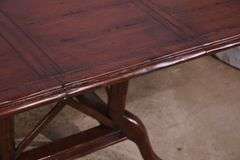 Distressed trestle base dining table with 2 leaves; 68-6842