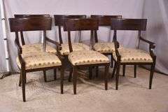 Set of 6 Milling Road by Baker distressed dining chairs; 68-6879