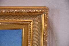 Large framed painting on canvas of sailboats and ships at sea; 68-6654