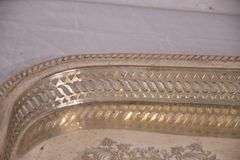 Large silverplate serving tray with reticulated gallery; 4171-022