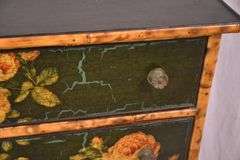 Decorated bamboo 4 drawer chest; 74-12796
