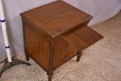 Henredon inlaid walnut 3 drawer bedside chest with brushing slide; 68-6865C