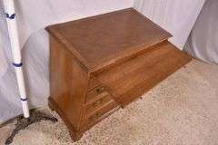 Baker burl walnut 4 drawer bachelor's chest with brushing slide; 68-6851