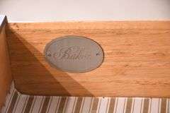 Baker burl walnut 4 drawer bachelor's chest with brushing slide; 68-6851