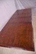 Distressed trestle base dining table with 2 leaves; 68-6842