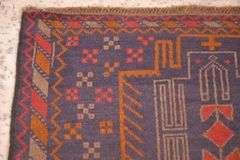 3.7'x6.7' hand knotted vintage Persian Baluchi rug with navy field; 40-156751