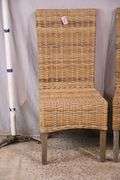 Pair of A & B Home woven dining chairs with distressed finish legs; 579-748B