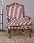 Edward Ferrell Ltd. carved French style open armchair with down cushion; 68-6917