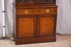 Inlaid crotch mahogany china cabinet; 74-12774