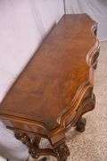 Carved walnut serpentine front 3 drawer sideboard; 74-12809A