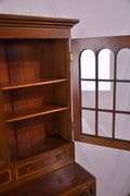 Early inlaid mahogany step-back secretary with flip-over writing board; 68-6992