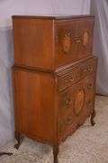 Inlaid walnut French style chest on chest with fitted interior; 68-6878A