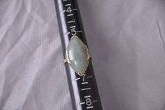 14kt gold ring with marquis jade stone; 13227-016