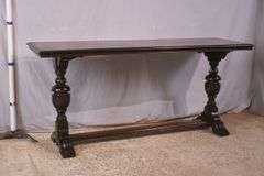Thompson Mfg. Co. trestle base library/console table; 68-6905