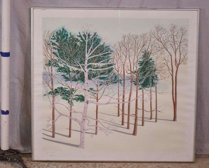 Large signed limited edition framed print of trees by Joni Frankel; 55-12342B