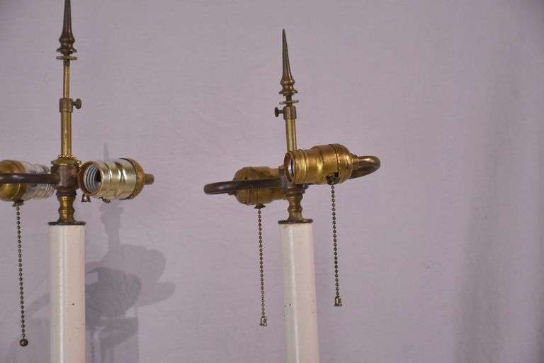 Pair of tall brass lamps; 55-12345